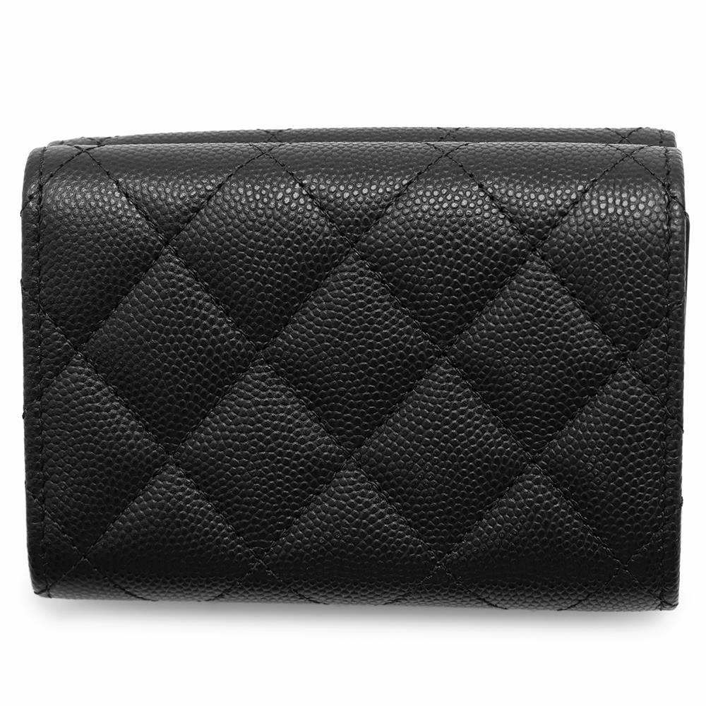 シャネル 三つ折り財布 マトラッセ ココマーク スモール フラップ ウォレット キャビアスキン AP3518 CHANEL 黒