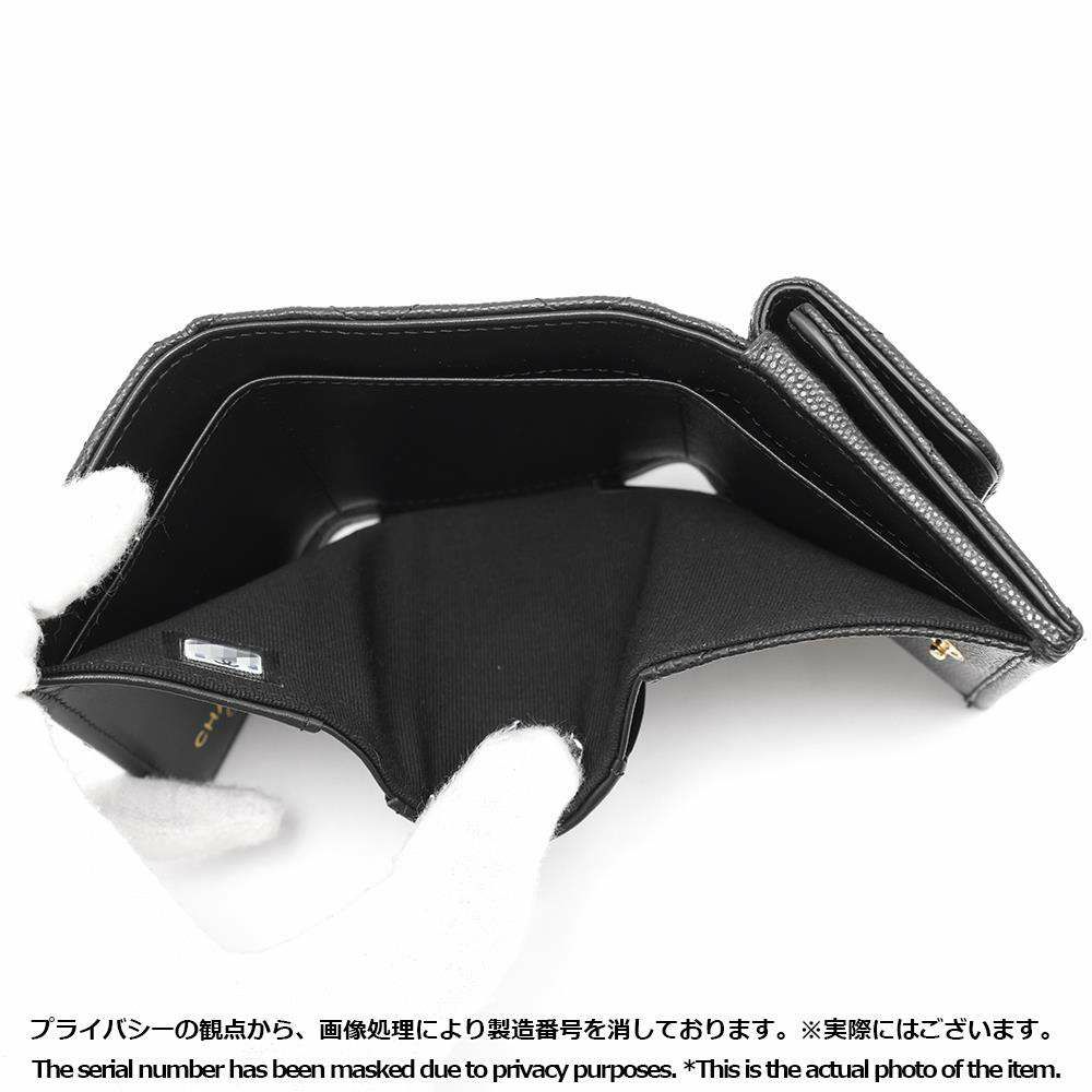 シャネル 三つ折り財布 マトラッセ ココマーク スモール フラップ ウォレット キャビアスキン AP3518 CHANEL 黒