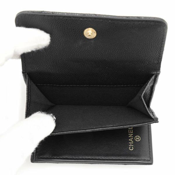 シャネル 三つ折り財布 マトラッセ ココマーク スモール フラップ ウォレット キャビアスキン AP3518 CHANEL 黒