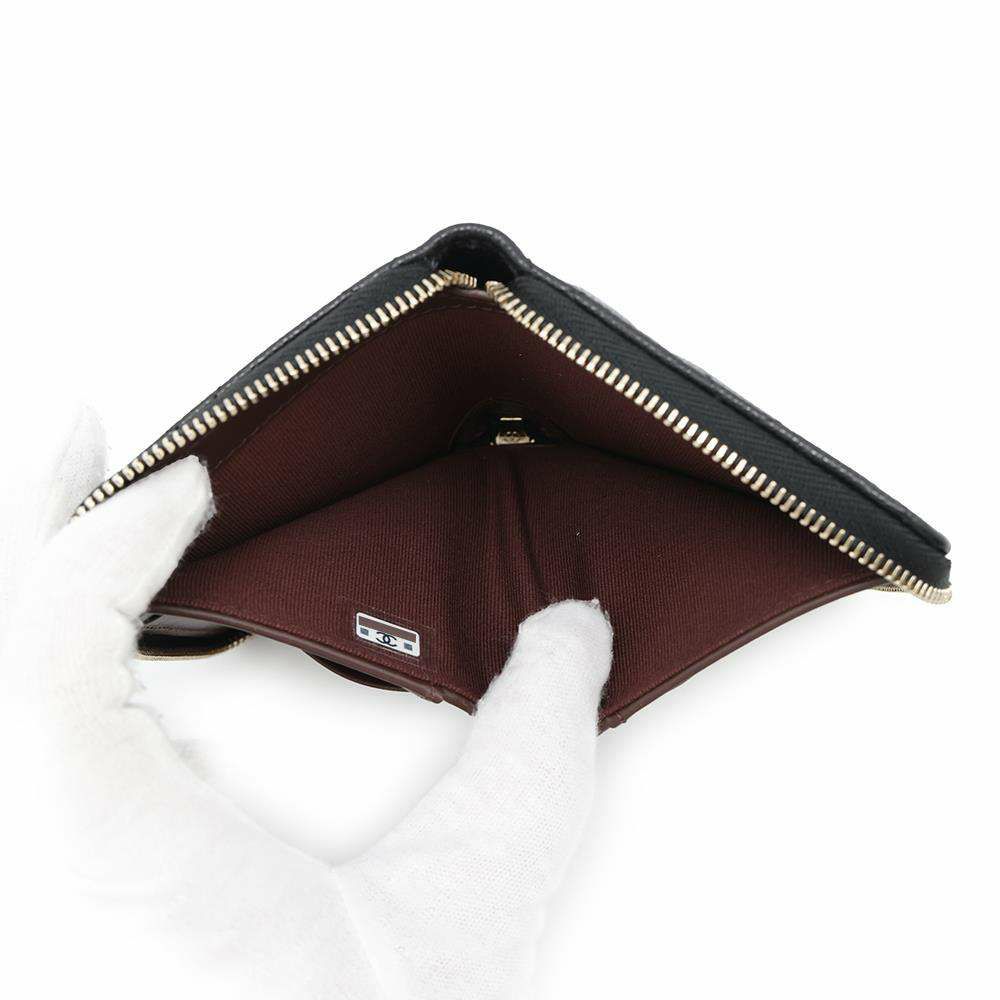 シャネル 二つ折り財布 マトラッセ スモールウォレット ココマーク キャビアスキン AP4652 CHANEL 財布 黒