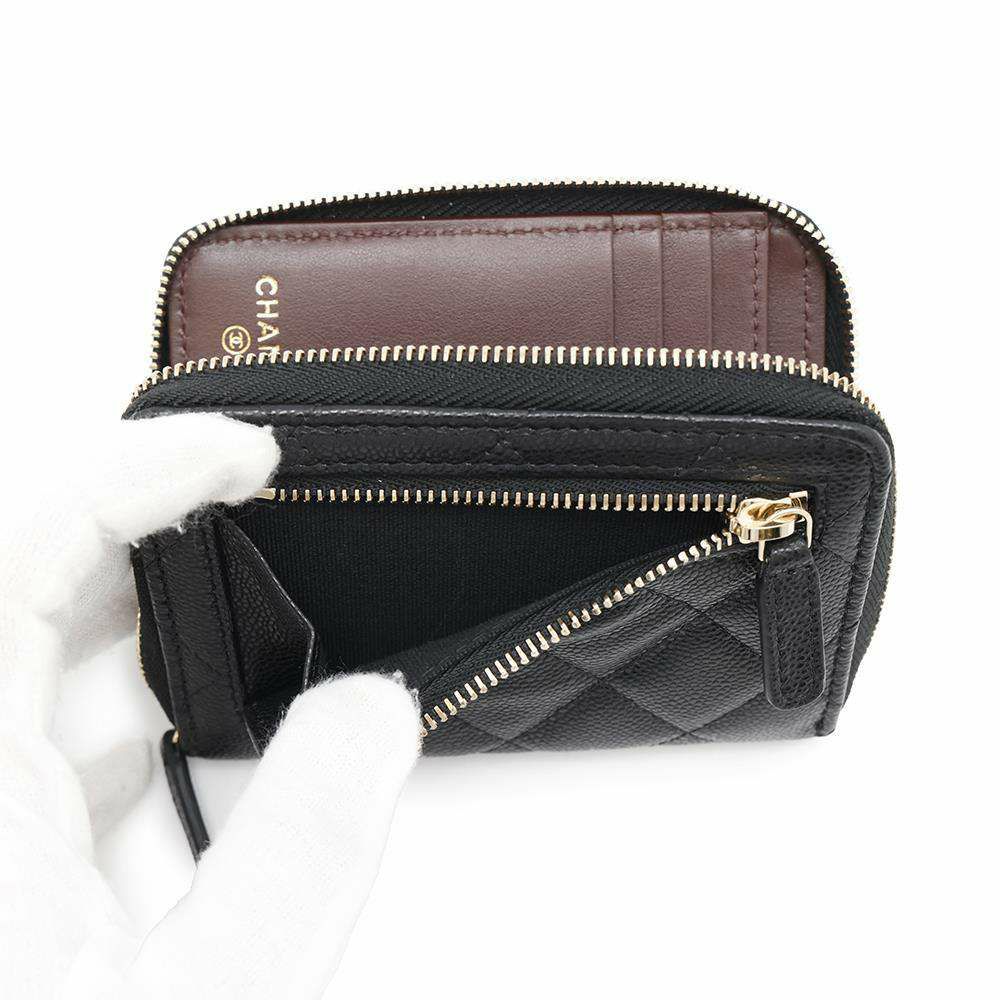 シャネル 二つ折り財布 マトラッセ スモールウォレット ココマーク キャビアスキン AP4652 CHANEL 財布 黒