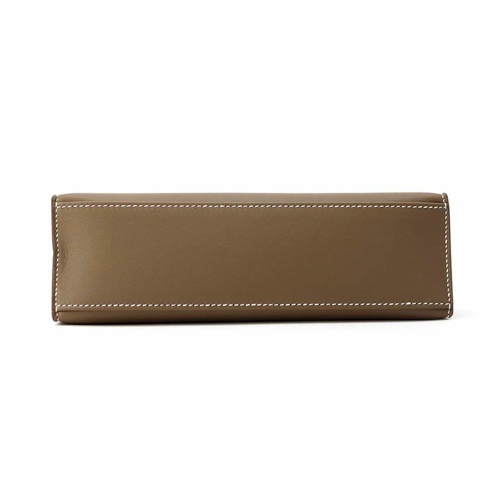 エルメス ハンドバッグ ポシェットケリー エトゥープ/シルバー金具 スイフト W刻印