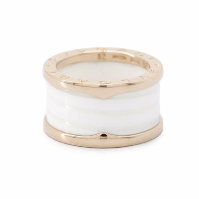ブルガリ リング ビーゼロワン B-zero1 4バンド K18PGピンクゴールド ホワイトセラミック サイズ52 346518 BVLGARI 指輪 安心保証