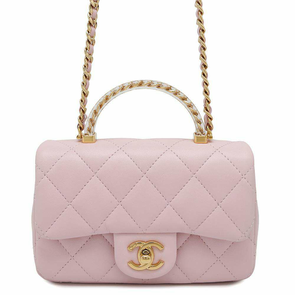 シャネル チェーンショルダーバッグ トップハンドル ミニ フラップ マトラッセ ココマーク ラムスキン AS4847 CHANEL