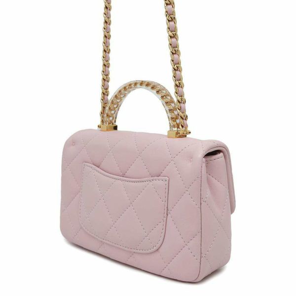 シャネル チェーンショルダーバッグ トップハンドル ミニ フラップ マトラッセ ココマーク ラムスキン AS4847 CHANEL