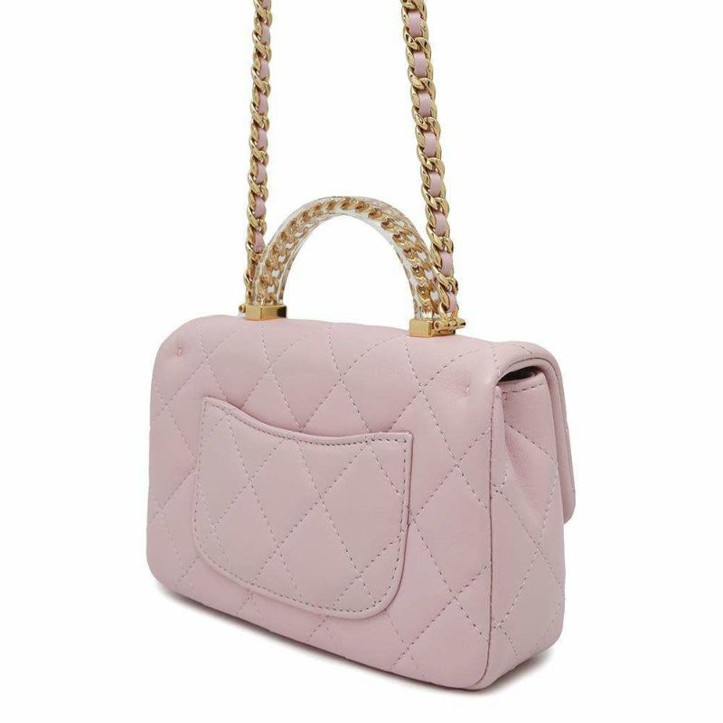 シャネル チェーンショルダーバッグ トップハンドル ミニ フラップ マトラッセ ココマーク ラムスキン AS4847 CHANEL