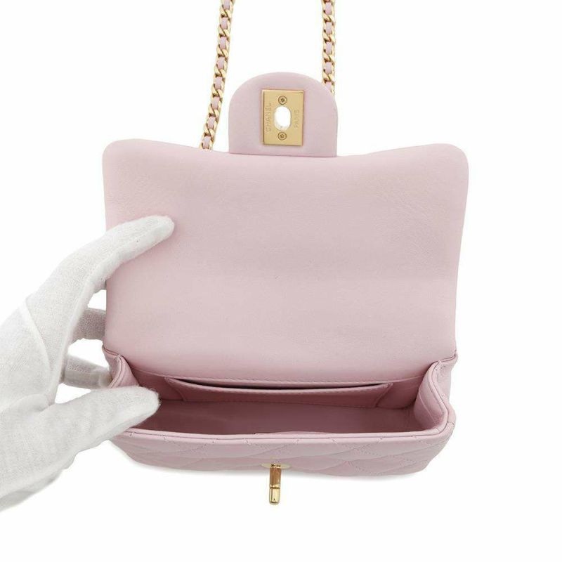 シャネル チェーンショルダーバッグ トップハンドル ミニ フラップ マトラッセ ココマーク ラムスキン AS4847 CHANEL