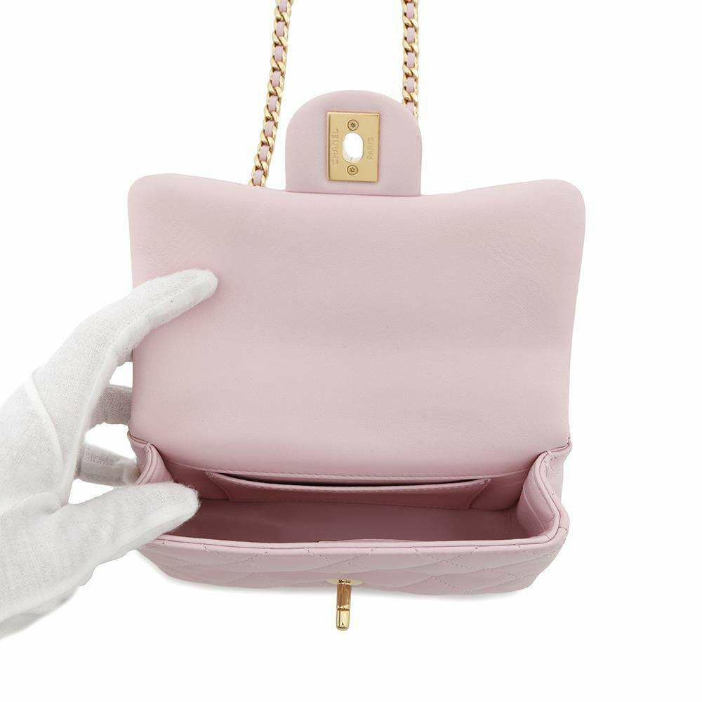 シャネル チェーンショルダーバッグ トップハンドル ミニ フラップ マトラッセ ココマーク ラムスキン AS4847 CHANEL