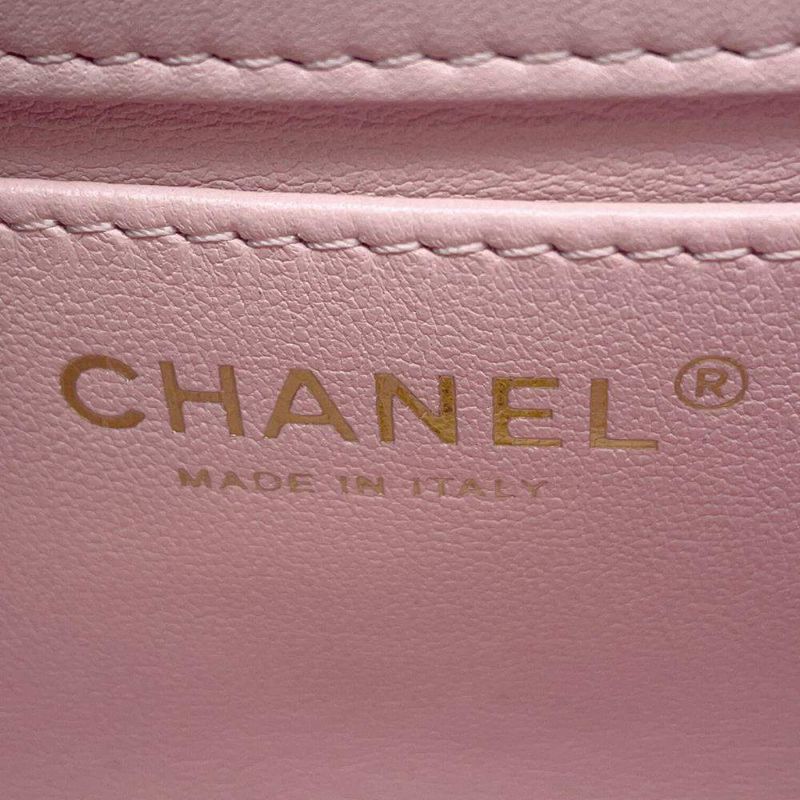 シャネル チェーンショルダーバッグ トップハンドル ミニ フラップ マトラッセ ココマーク ラムスキン AS4847 CHANEL