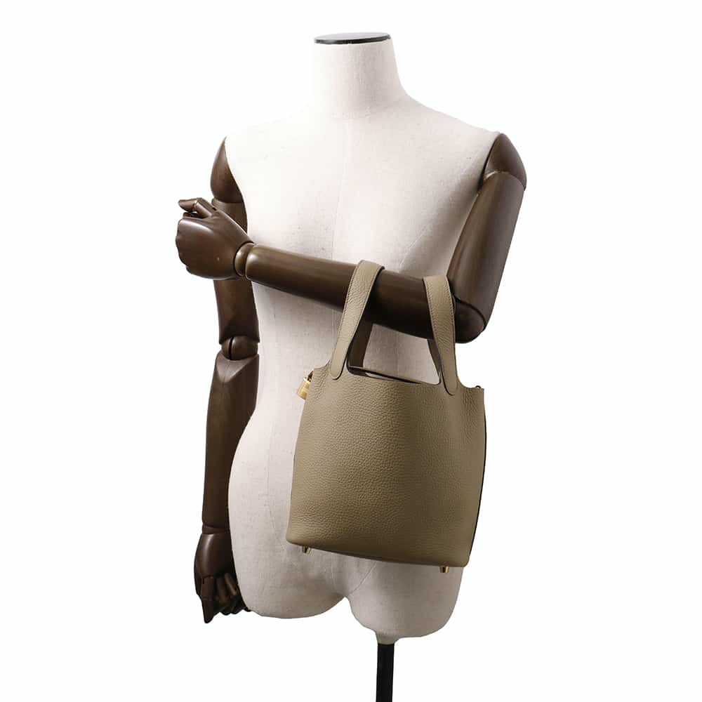 エルメス ハンドバッグ ピコタンロックPM ベージュマルファ/ゴールド金具 トリヨンクレマンス W刻印