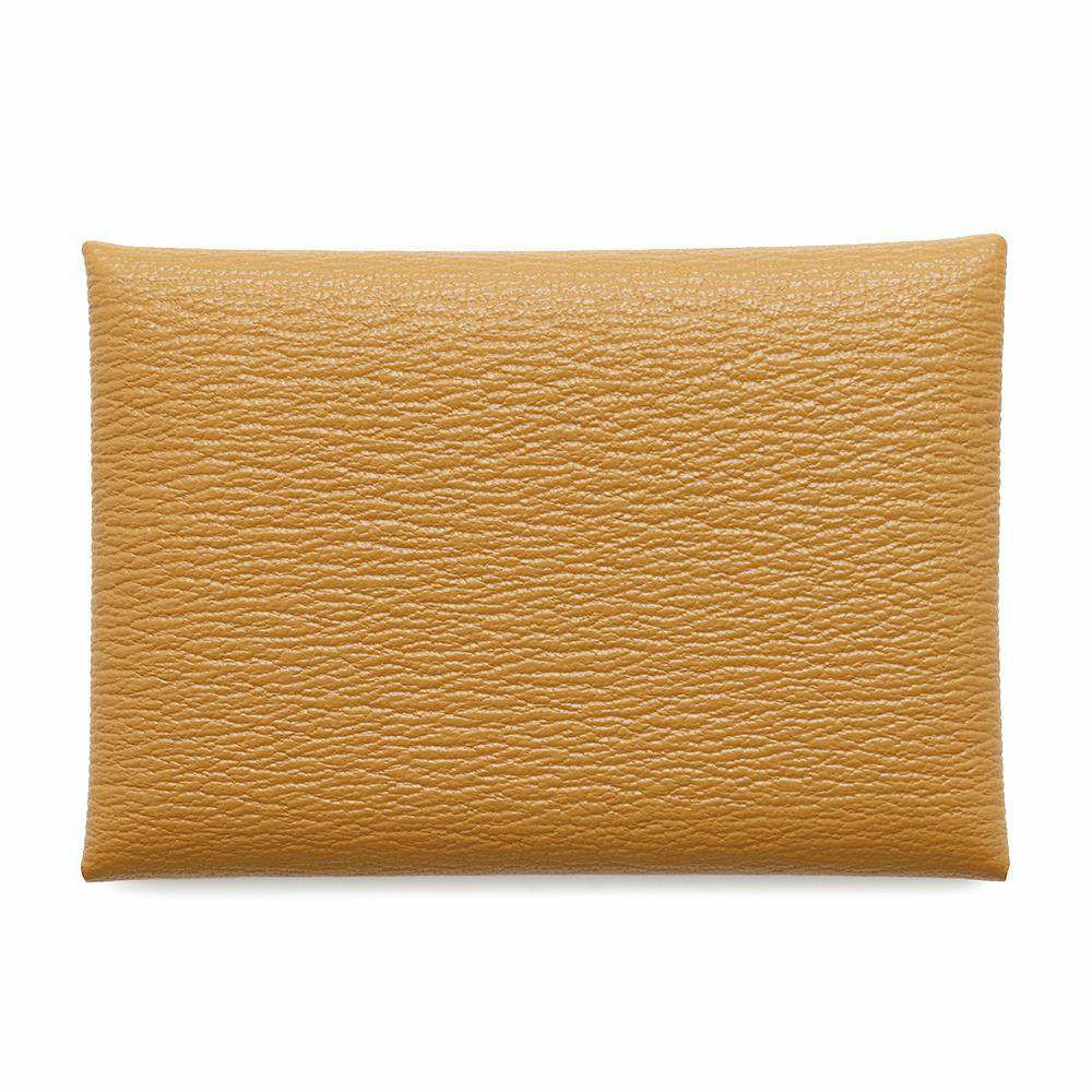 エルメス コインケース カルヴィ デュオ キャラメル/シルバー金具 シェブルミゾル W刻印 シェーブル