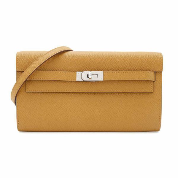エルメス ケリーウォレット ロング トゥーゴー キャラメル/シルバー金具 エプソン W刻印 HERMES 財布