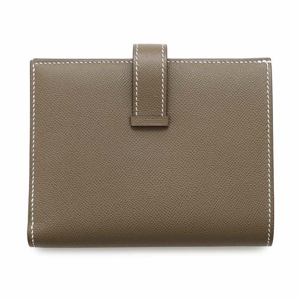 エルメス 二つ折り財布 ベアンコンパクト エトゥープ/ゴールド金具 ヴォーマダム W刻印 財布