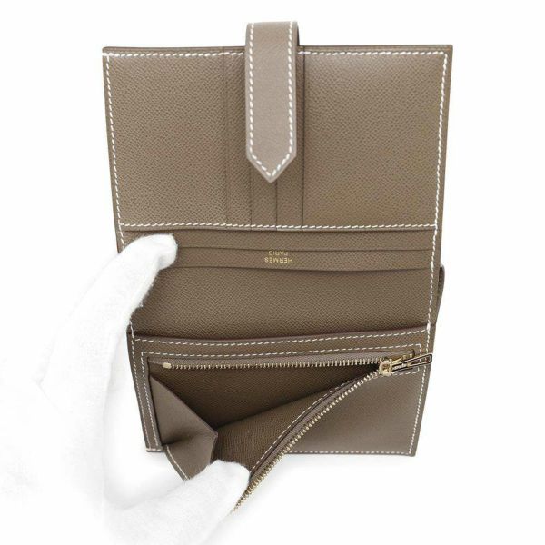 エルメス 二つ折り財布 ベアンコンパクト エトゥープ/ゴールド金具 ヴォーマダム W刻印 財布