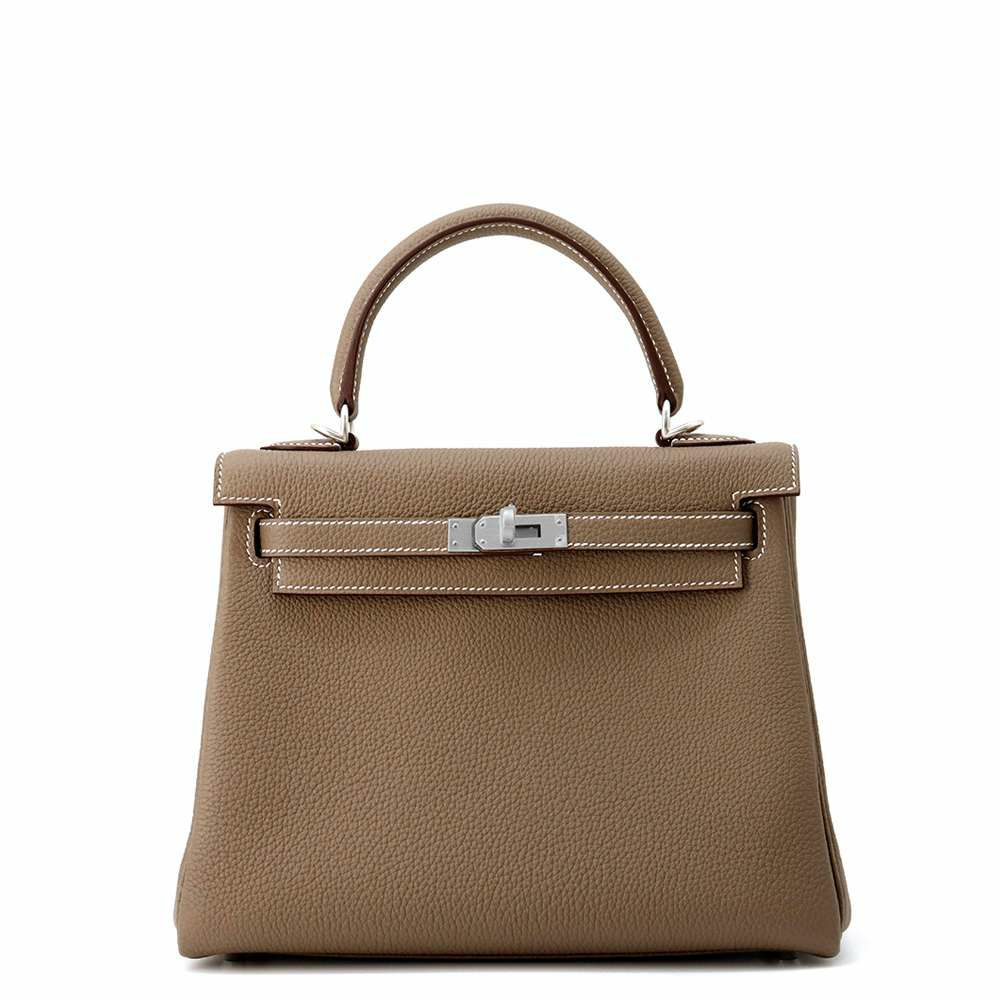 エルメス ハンドバッグ ケリー25内縫い エトゥープ/マットシルバー金具 トゴ K刻印 2wayショルダー