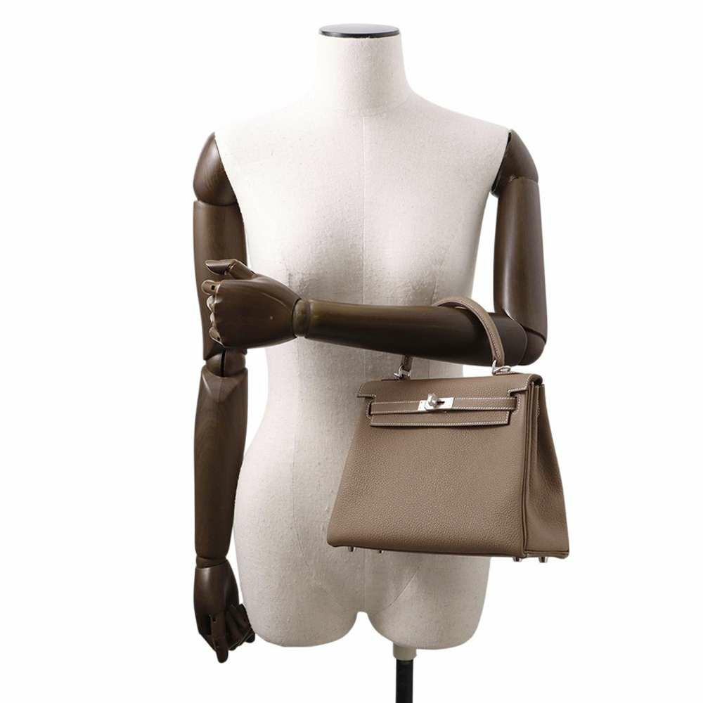 エルメス ハンドバッグ ケリー25内縫い エトゥープ/マットシルバー金具 トゴ K刻印 2wayショルダー