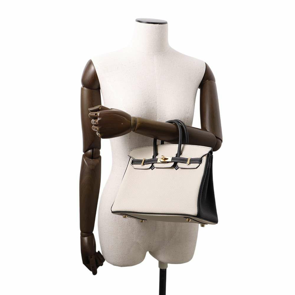 エルメス バーキン25 クレ/ブラック/マットゴールド金具 トゴ W刻印 HERMES Birkin ハンドバッグ SPO