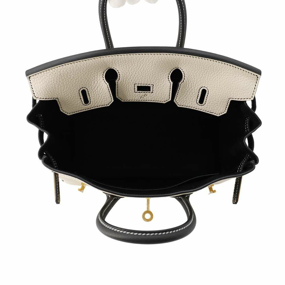 エルメス バーキン25 クレ/ブラック/マットゴールド金具 トゴ W刻印 HERMES Birkin ハンドバッグ SPO