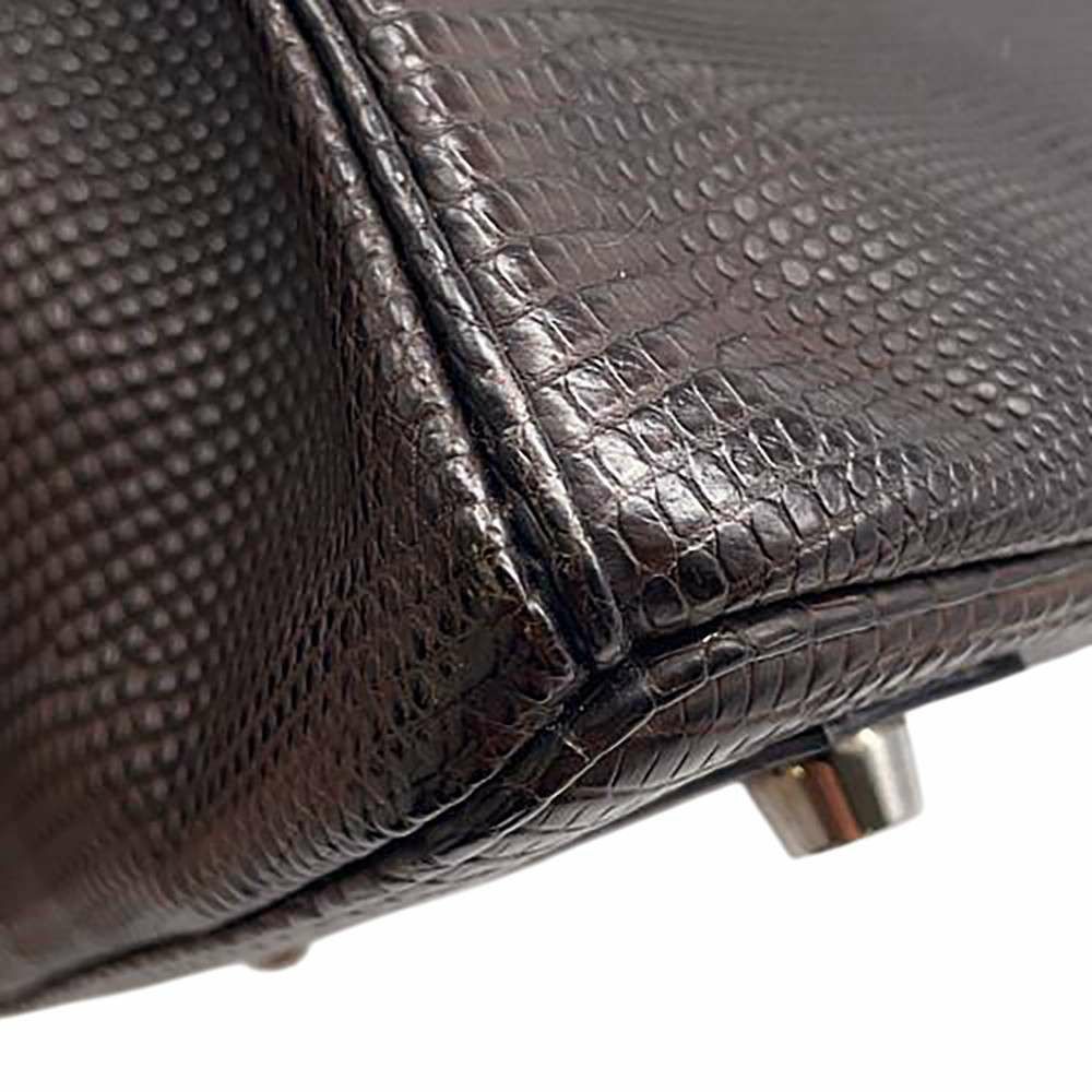 エルメス バーキン25 エベンヌ/シルバー金具 リザード □I刻印 HERMES Birkin ハンドバッグ