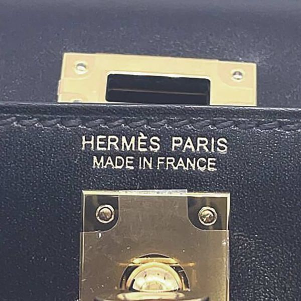 エルメス ハンドバッグ ミニケリー2 外縫い ブラック/ゴールド金具 ボックスカーフ U刻印 2wayショルダー 黒