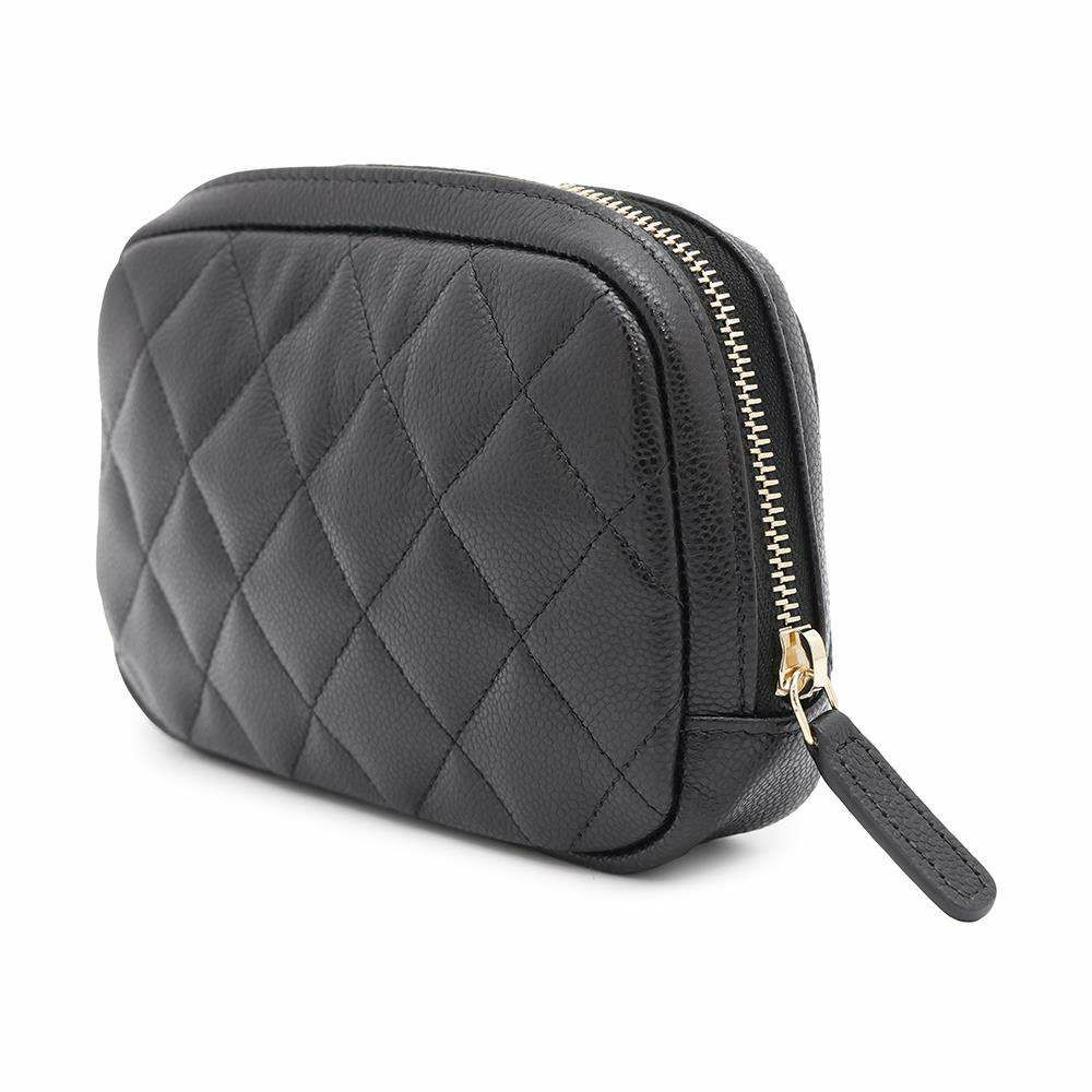 シャネル ポーチ ココマーク マトラッセ コスメポーチ キャビアスキン A80909 CHANEL 小物入れ 化粧ポーチ 黒