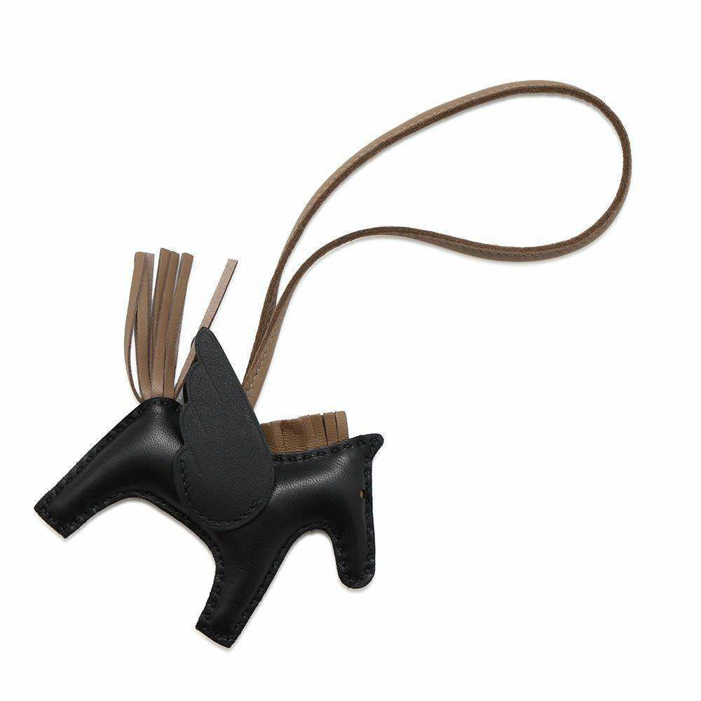 エルメス バッグチャーム ロデオPM ペガサス ブラック/エトゥープ ラムスキン W刻印