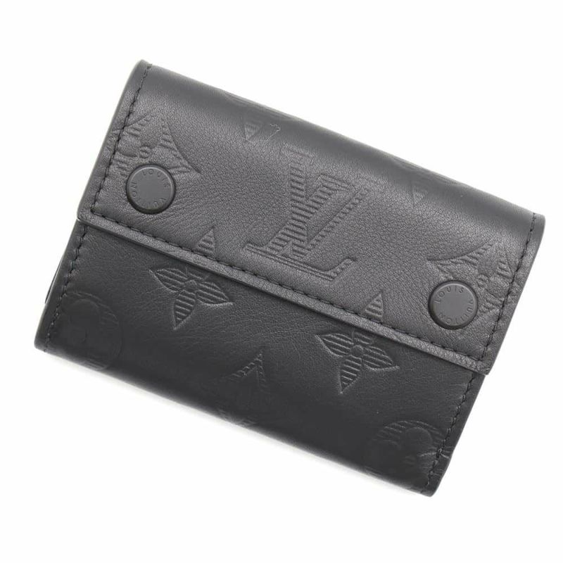 ルイヴィトン 三つ折り財布 モノグラム・シャドウ ディスカバリー・コンパクト ウォレットM67631 ブラック 黒