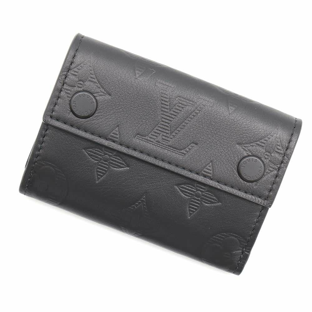 ルイヴィトン 三つ折り財布 モノグラム・シャドウ ディスカバリー・コンパクト ウォレットM67631 ブラック 黒