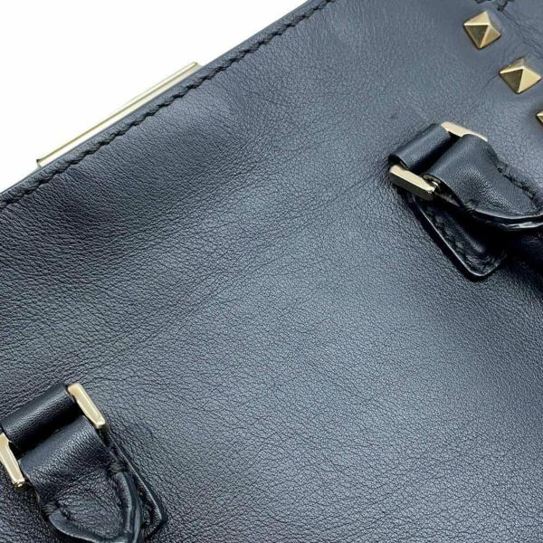 ヴァレンティノ・ガラヴァーニ ハンドバッグ ロックスタッズ レザー VALENTINO 2wayショルダーバッグ 黒