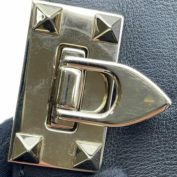 ヴァレンティノ・ガラヴァーニ ハンドバッグ ロックスタッズ レザー VALENTINO 2wayショルダーバッグ 黒