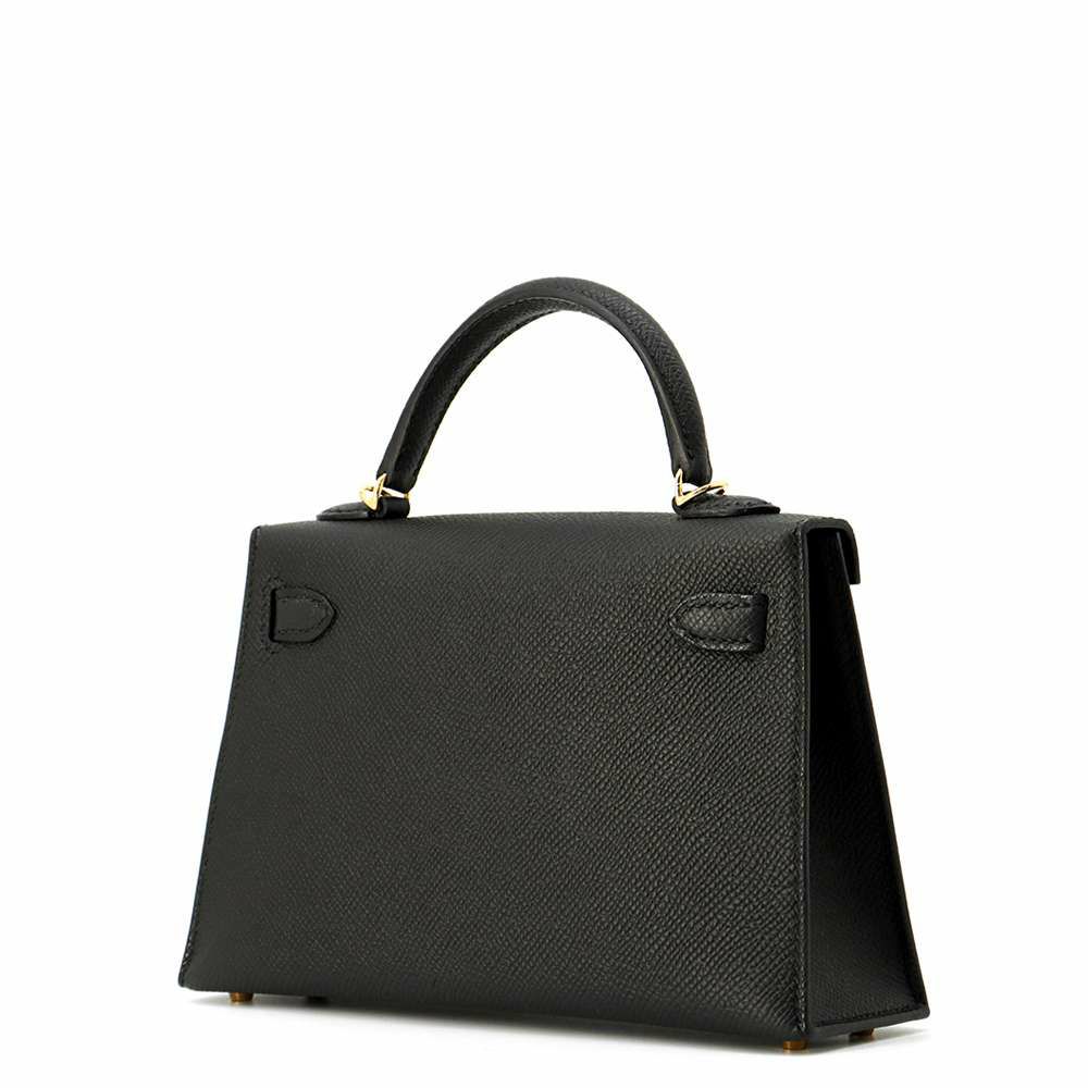 エルメス ハンドバッグ ミニケリー2 外縫い ブラック/ゴールド金具 エプソン W刻印 2wayショルダー 黒