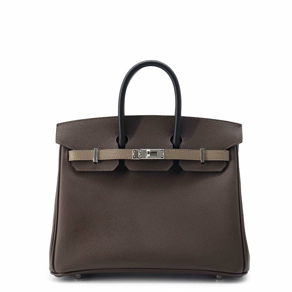 エルメス バーキン25 トリコロール エコルセ/エトゥープ/ブラック/シルバー金具 エプソン W刻印 HERMES Birkin