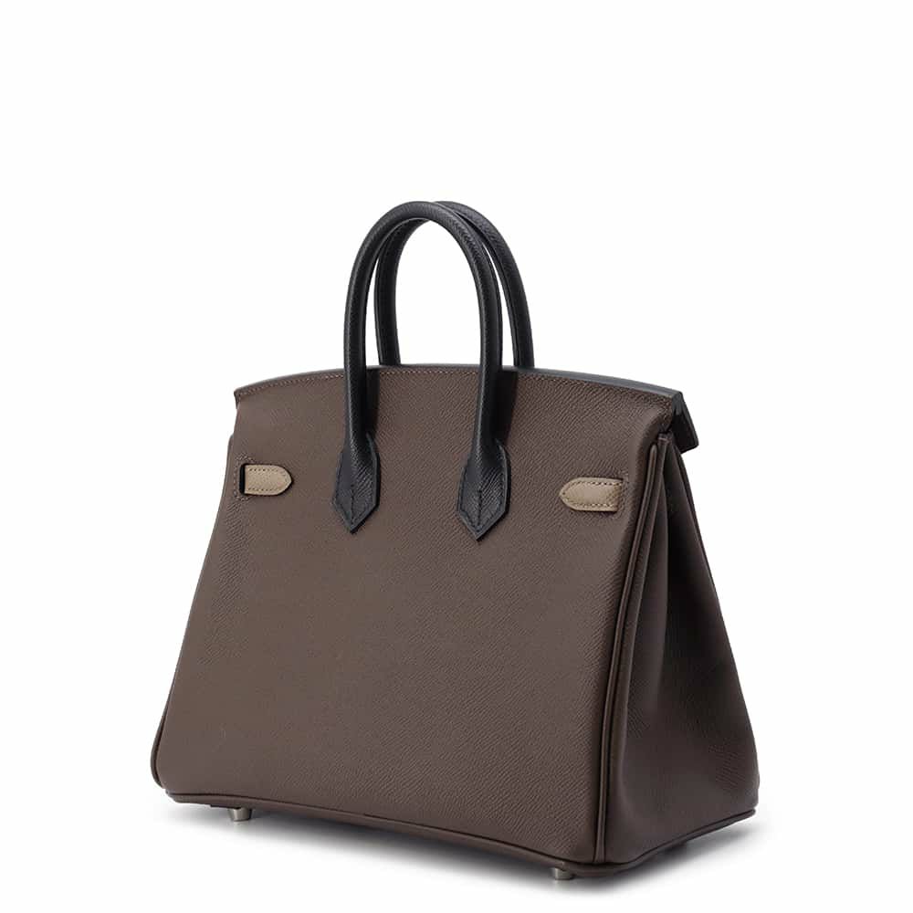 エルメス バーキン25 トリコロール エコルセ/エトゥープ/ブラック/シルバー金具 エプソン W刻印 HERMES Birkin