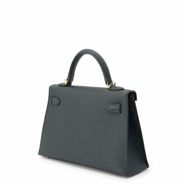 エルメス ハンドバッグ ミニケリー2 外縫い ヴェールマングローブ/ゴールド金具 エプソン W刻印 2wayショルダー