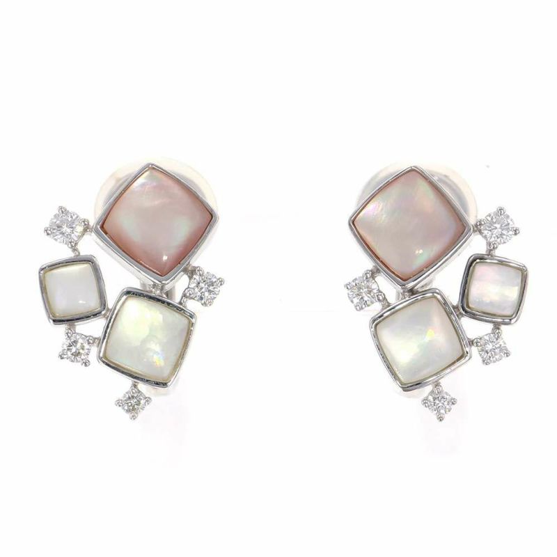 タサキ イヤリング シェル ダイヤモンド 計0.28ct K18WGホワイトゴールド TASAKI ピアス 2way ジュエリー