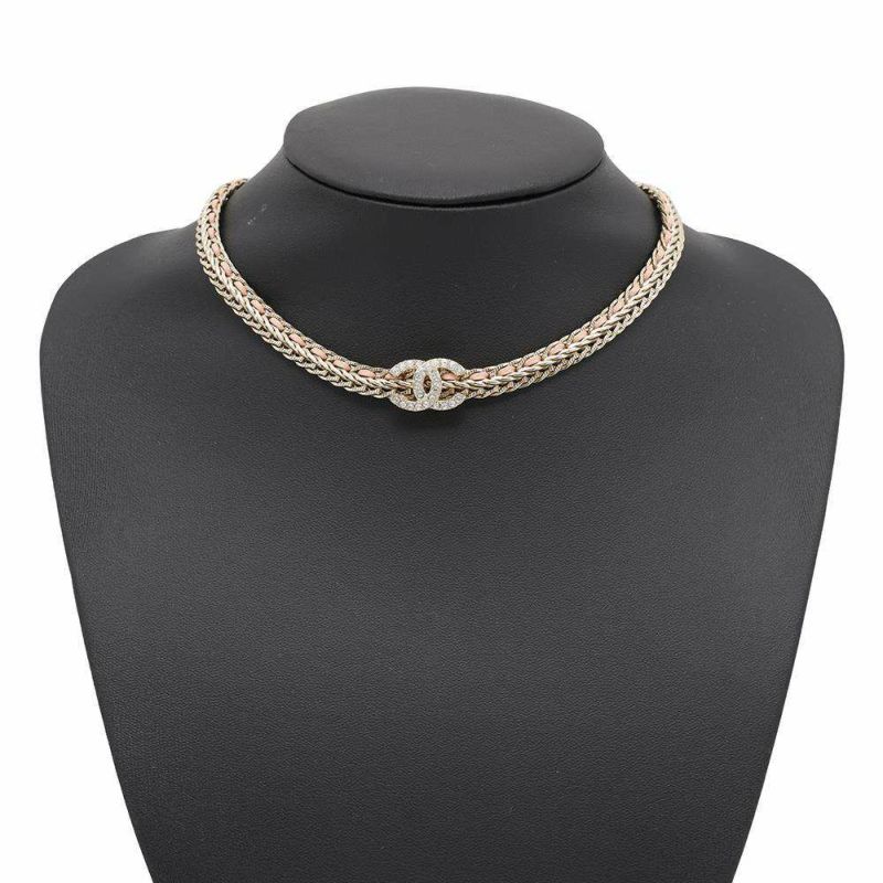 シャネル チョーカー ココマーク レザー ラインストーン メタル B22 S AB8307 CHANEL アクセサリー