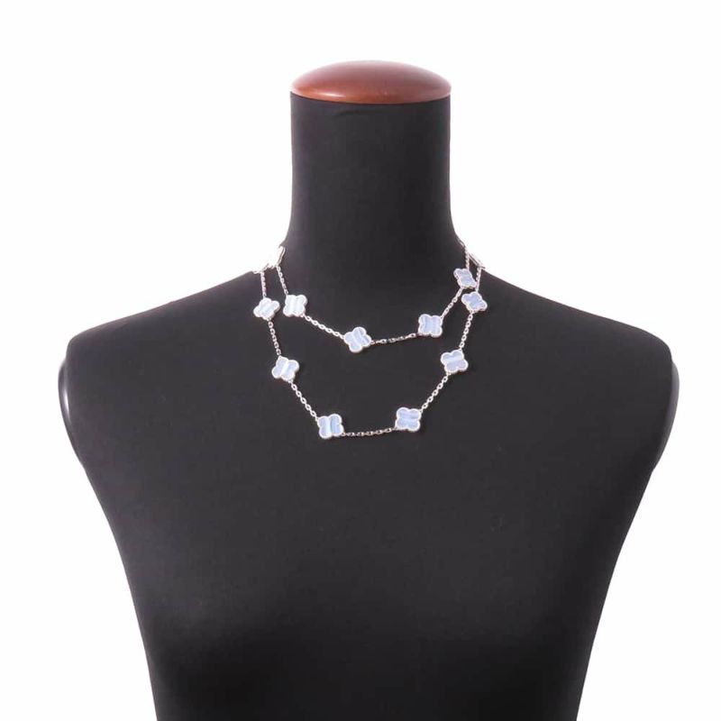 ヴァンクリーフ&アーペル ネックレス ヴィンテージ アルハンブラ ロングネックレス 20モチーフ カルセドニー K18WG VCARD80900