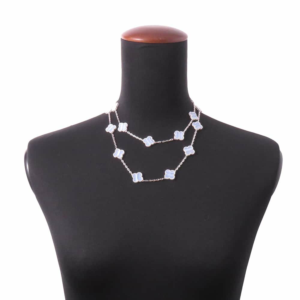 ヴァンクリーフ&アーペル ネックレス ヴィンテージ アルハンブラ ロングネックレス 20モチーフ カルセドニー K18WG VCARD80900