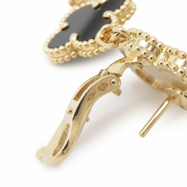 ヴァンクリーフ&アーペル ピアス マジック アルハンブラ イヤリング 3モチーフ オニキス ホワイト&グレー マザーオブパール K18YG