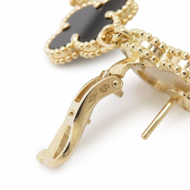 ヴァンクリーフ&アーペル ピアス マジック アルハンブラ イヤリング 3モチーフ オニキス ホワイト&グレー マザーオブパール K18YG