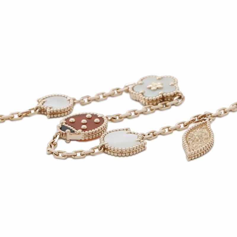 ヴァンクリーフ&アーペル ブレスレット ラッキースプリング 5モチーフ オニキス カーネリアン マザーオブパール K18PG VCARP7RR00