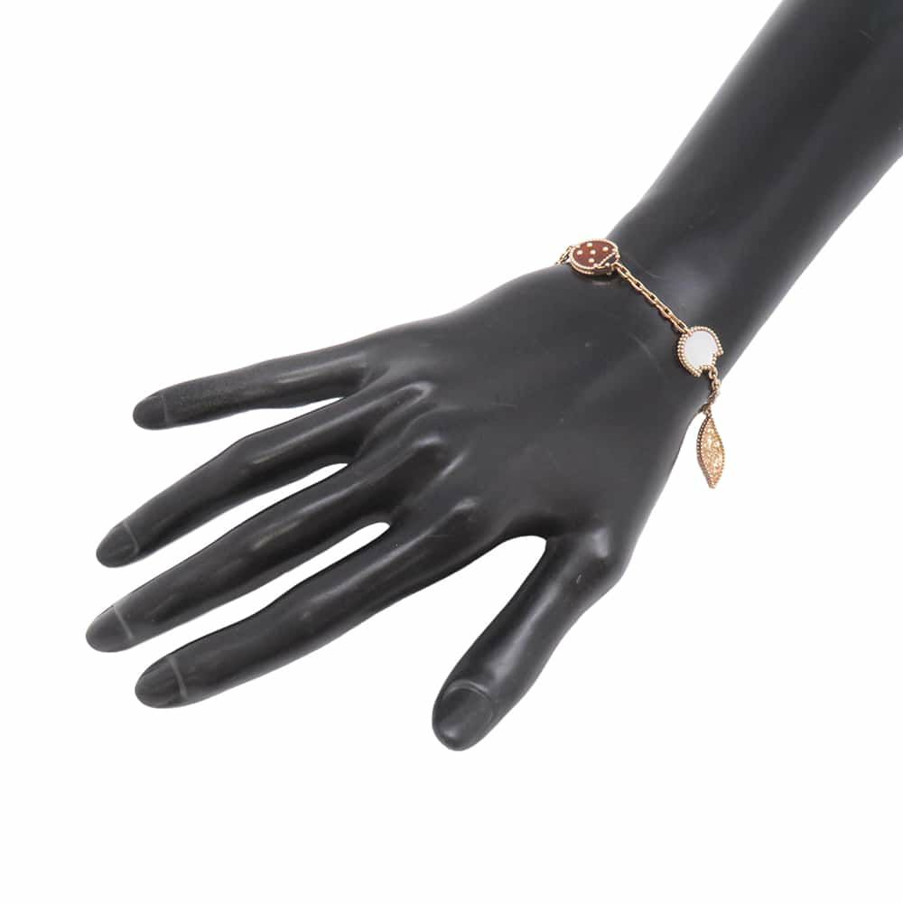 ヴァンクリーフ&アーペル ブレスレット ラッキースプリング 5モチーフ オニキス カーネリアン マザーオブパール K18PG VCARP7RR00