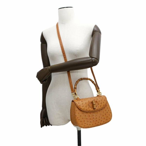 グッチ ハンドバッグ バンブー オーストリッチ 000.2046.0188 GUCCI 2wayショルダーバッグ