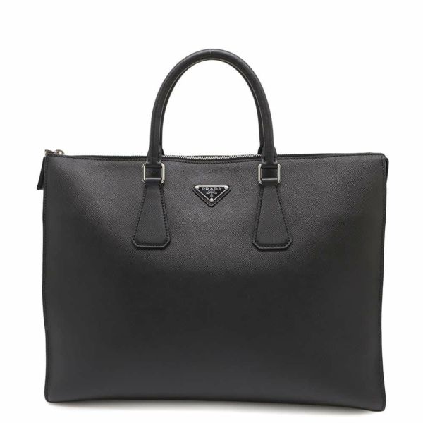 プラダ トートバッグ トライアングルロゴ サフィアーノレザー 2VG039 PRADA 黒