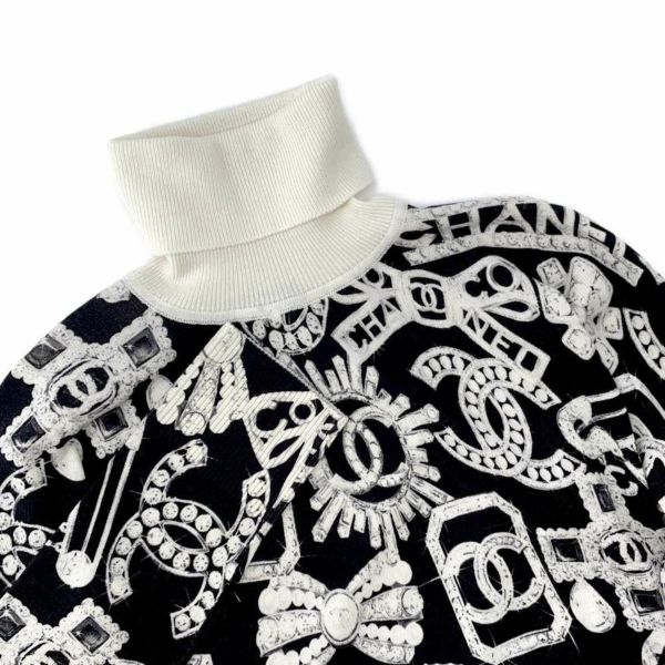 シャネル ニット タートルネック ココマーク カシミヤ レディースサイズ34 CHANEL 黒 白