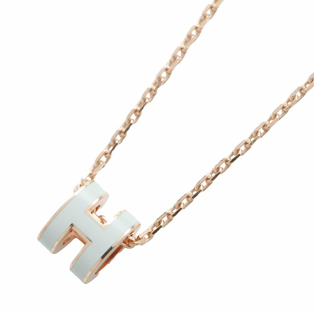 エルメス ネックレス ミニ・ポップアッシュ ヴェールペパーミント/ピンクゴールド金具 HERMES アクセサリー