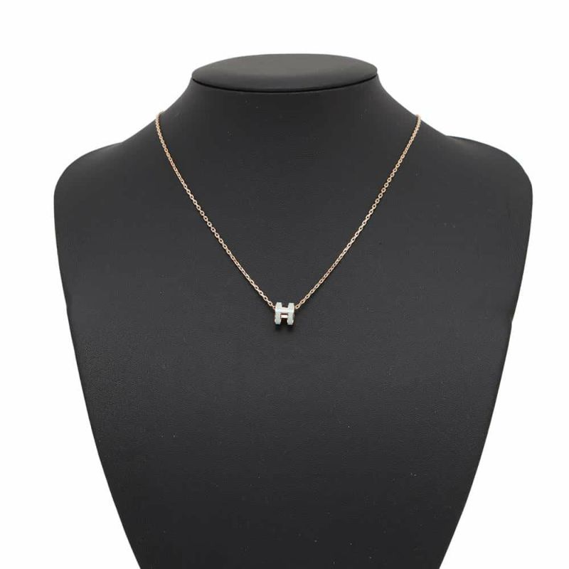 エルメス ネックレス ミニ・ポップアッシュ ヴェールペパーミント/ピンクゴールド金具 HERMES アクセサリー