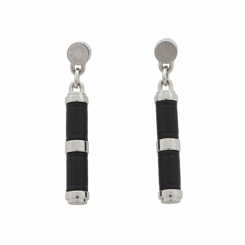 エルメス ピアス シャルニエール PM ブラック/シルバー金具 スイフト HERMES アクセサリー 黒