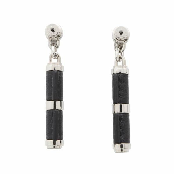 エルメス ピアス シャルニエール PM ブラック/シルバー金具 スイフト HERMES アクセサリー 黒