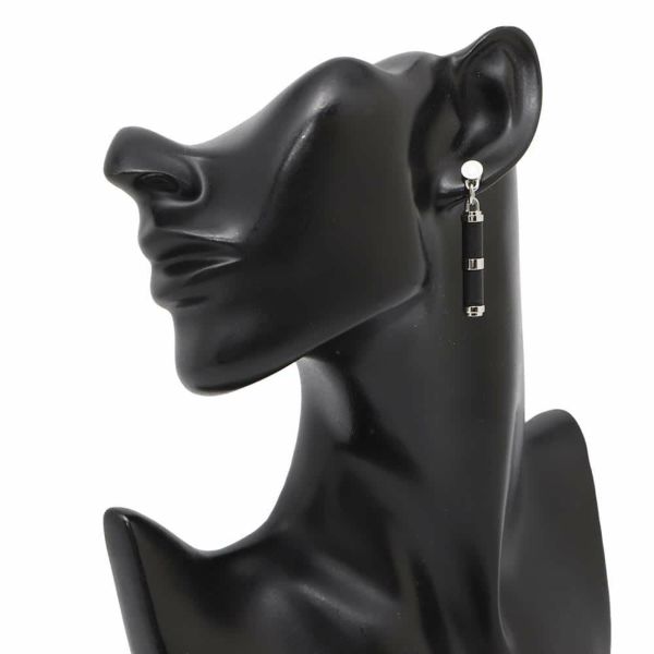 エルメス ピアス シャルニエール PM ブラック/シルバー金具 スイフト HERMES アクセサリー 黒